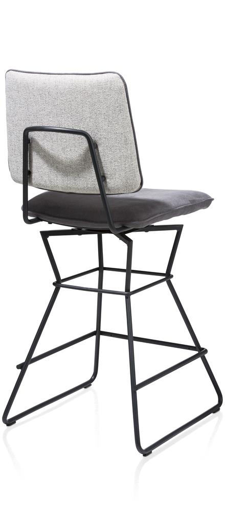 Chaise de bar bi-matière grise pieds noirs