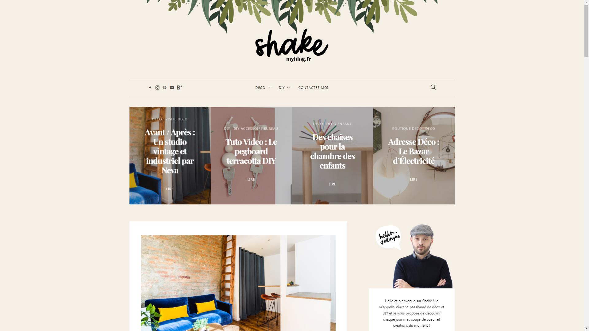 Page d'accueil blog Shake