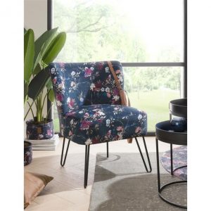 fauteuil bleu marine motifs fleurs