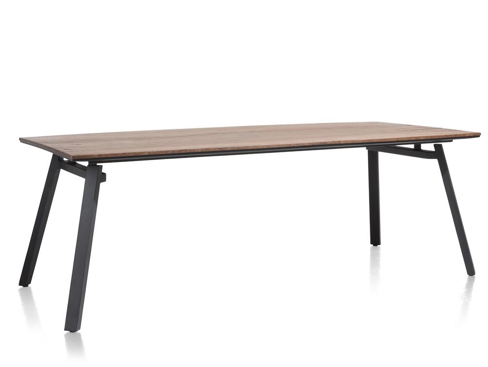 grande table rétro chic bois et pieds métalliques noirs