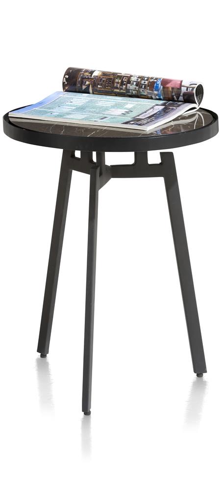 table d'appoint rétro chic marbre et pieds métalliques noirs