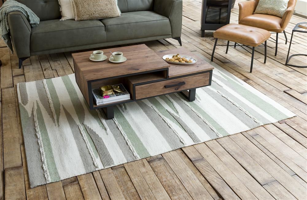 Tapis cocooning motifs verts amande