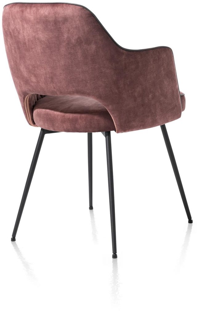 Chaise fauteuil minimaliste et rétro en tissu vieux rose