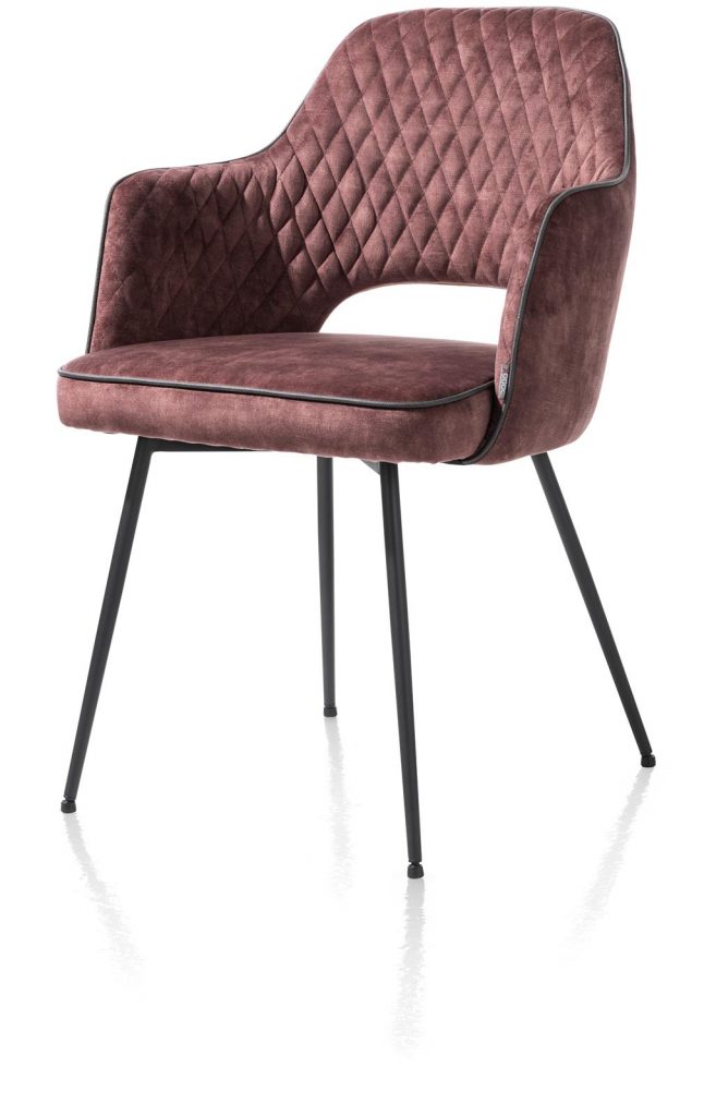 Chaise fauteuil minimaliste et rétro en tissu vieux rose