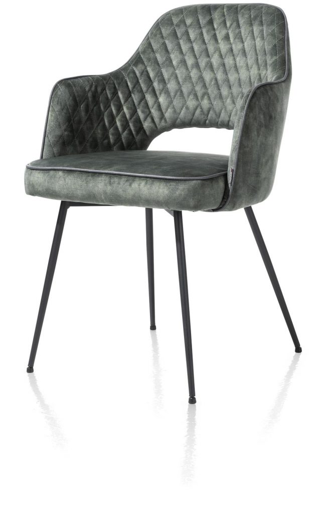 Chaise fauteuil minimaliste et rétro en tissu vert olive