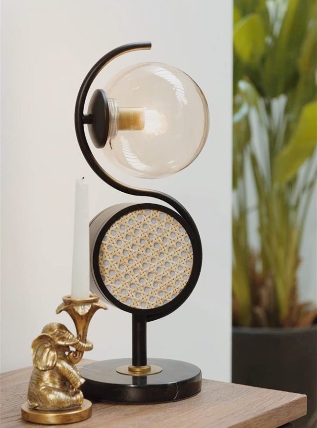 Lampe tendance industrielle avec cannage