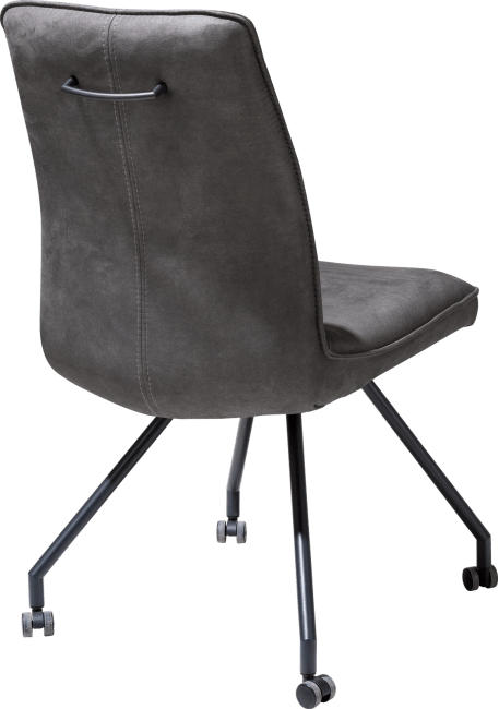 Chaise confortable sur roulettes en microfibre gris anthracite