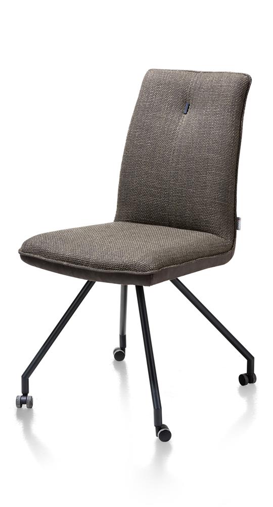 Chaise confortable sur roulettes en tissu gris anthracite