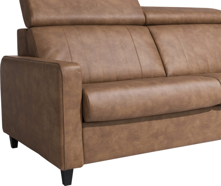 Canapé convertible style industriel en cuir marron