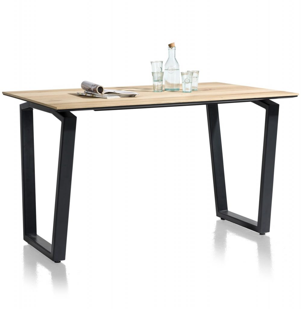 Table de bar moderne et robuste avec bois de chêne et métal