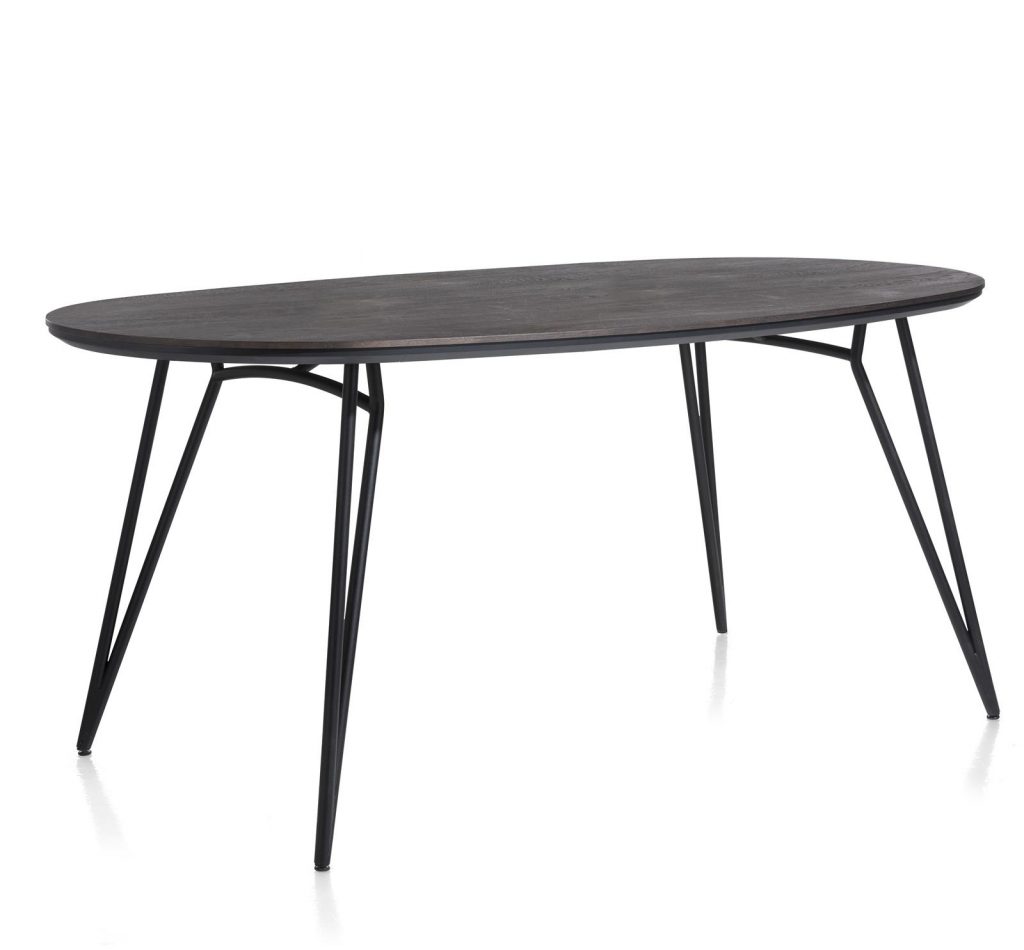 Table de bar scandinave ovale piétement design noir