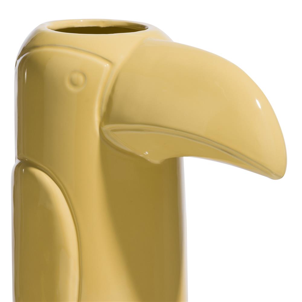 Vase haut en céramique jaune forme toucan