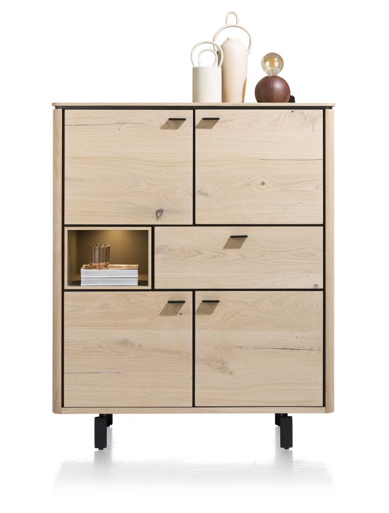 Buffet haut ou highboard moderne placage bois de chêne clair