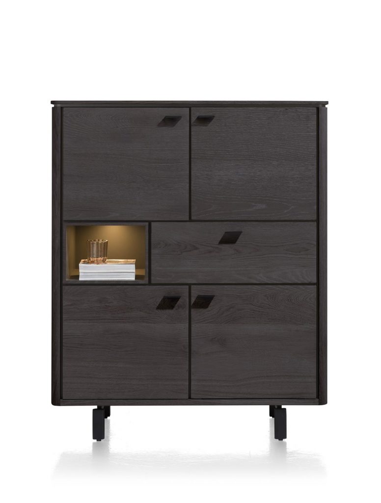 Buffet haut ou highboard moderne placage bois de chêne noir