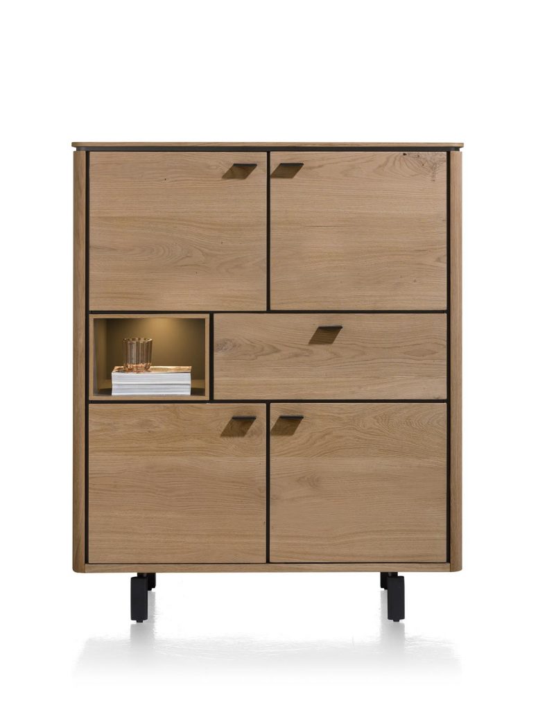 Buffet haut ou highboard moderne placage bois de chêne doré