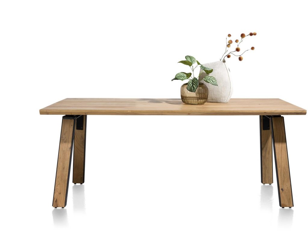 Table robuste et industrielle en bois de kikar massif pour 8 personnes