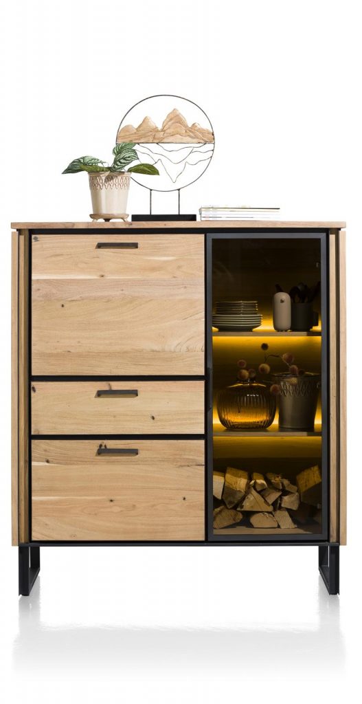 Buffet haut en bois de kikar massif et métal noir