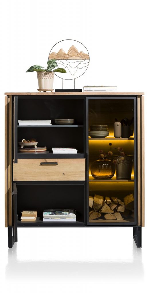 Buffet haut en bois de kikar massif et métal noir