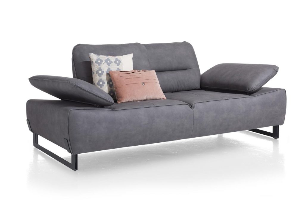 Canapé confortable et contemporain en cuir gris personnalisable