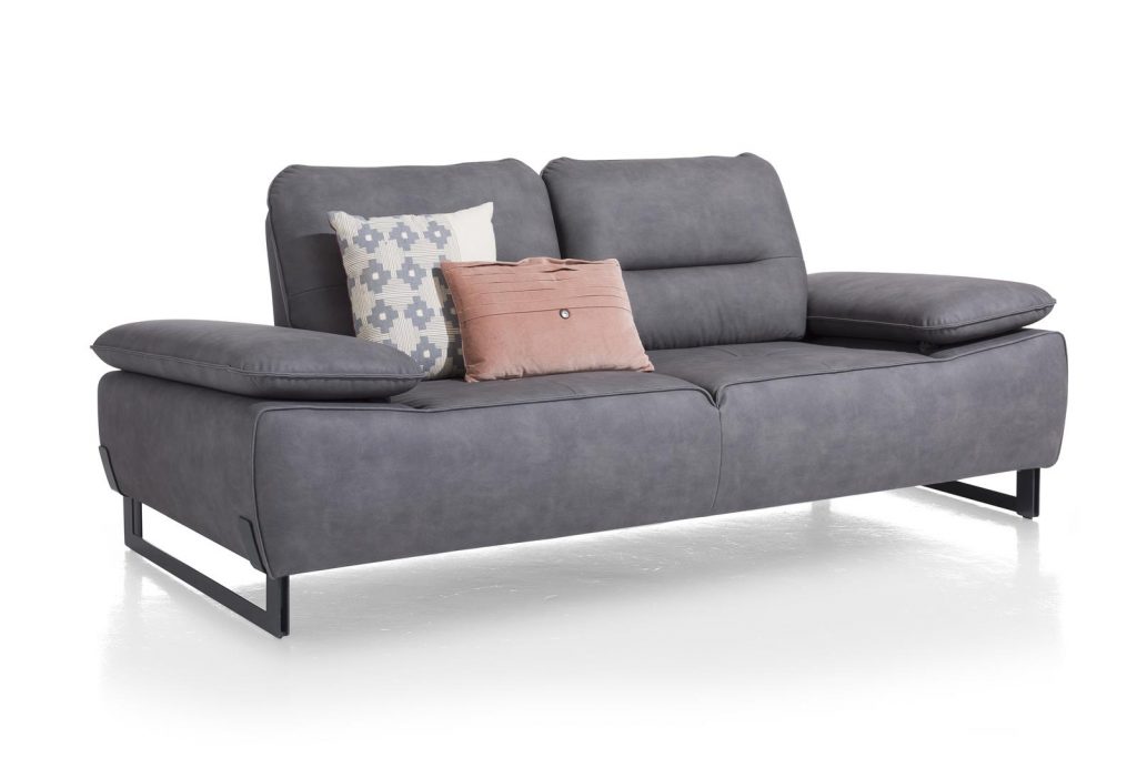 Canapé confortable et contemporain en cuir gris personnalisable