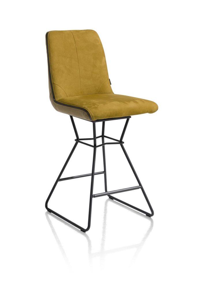 Chaise de bar moderne et confortable en tissu jaune