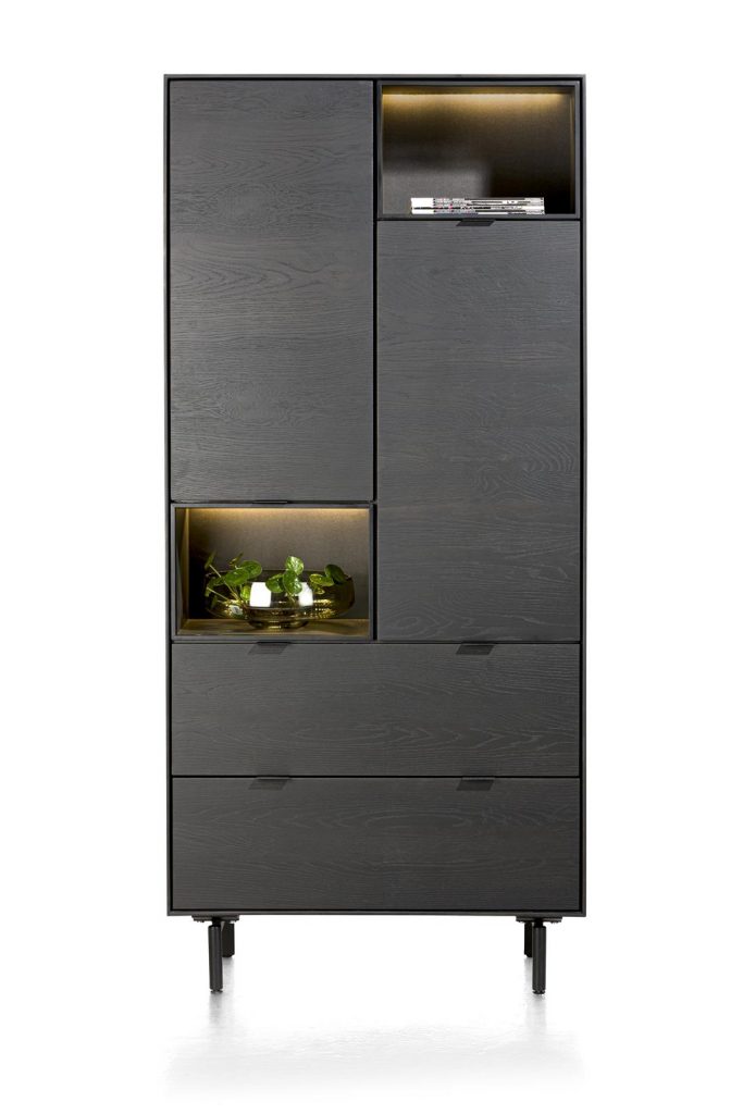 Armoire haute en placage bois de chêne couleur onyx