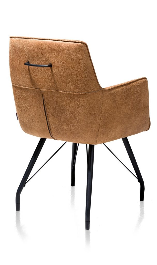 Chaise / fauteuil tendance de salle à manger en microfibre couleur cognac