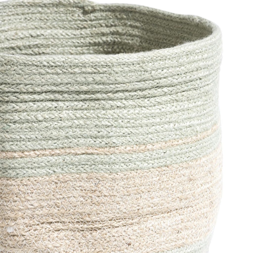 Panier en jute naturel couleur menthe