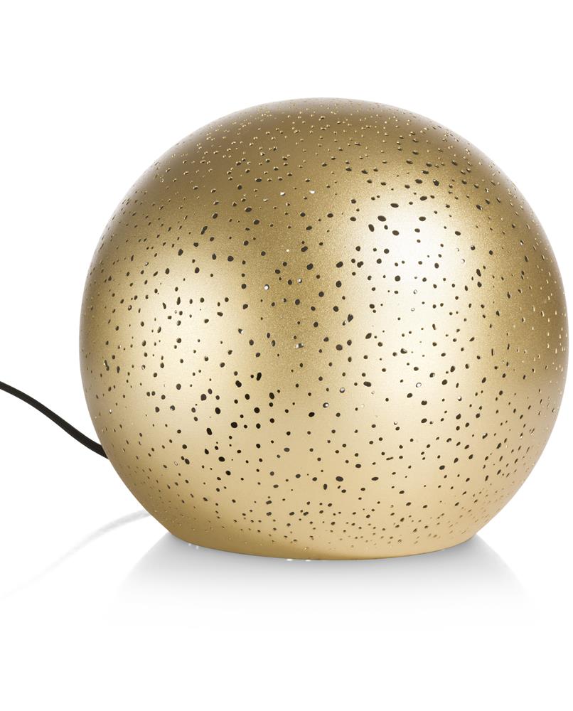 Lampe à poser en forme de boule dorée perforée