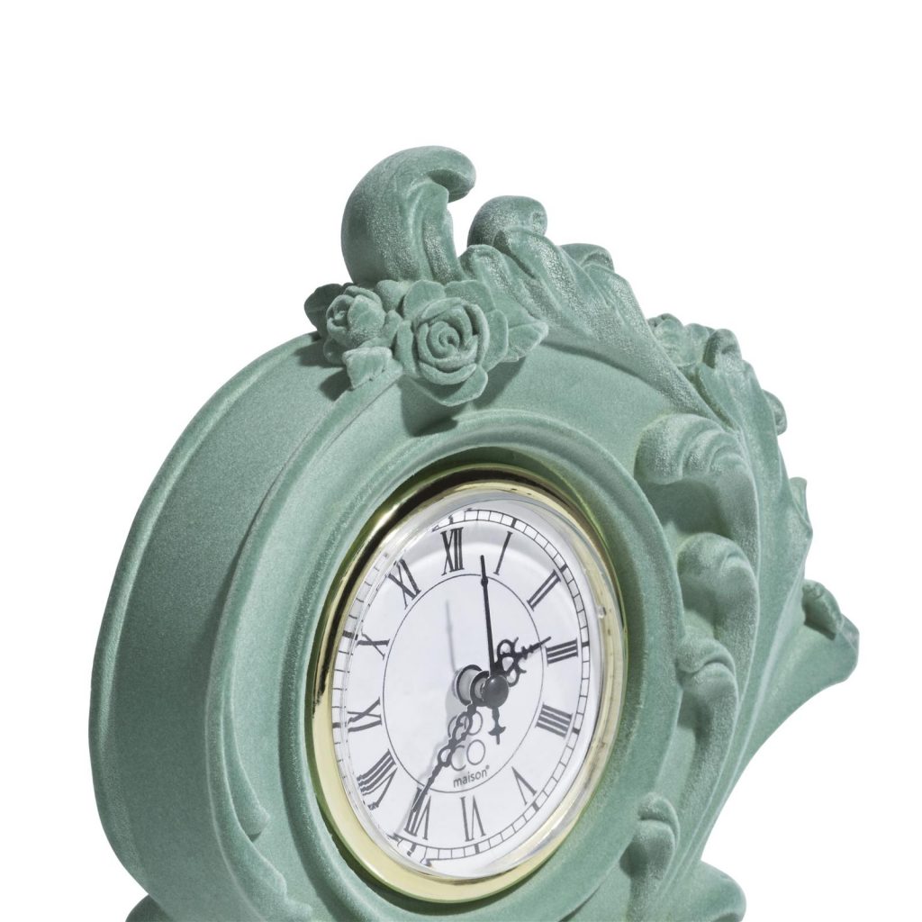 Horloge à poser style baroque couleur menthe