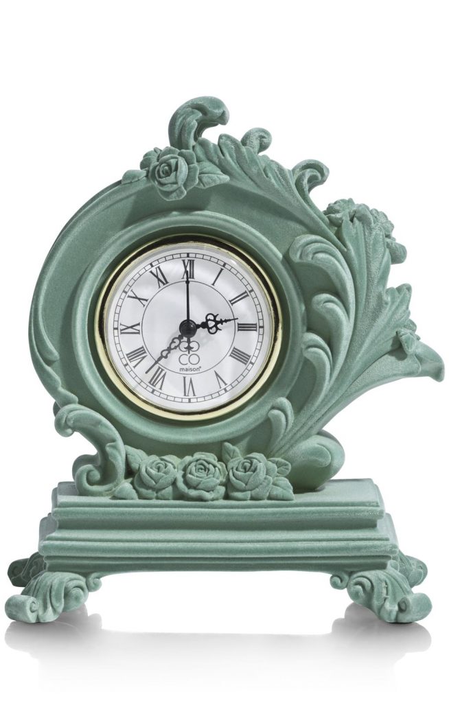 Horloge à poser style baroque couleur menthe