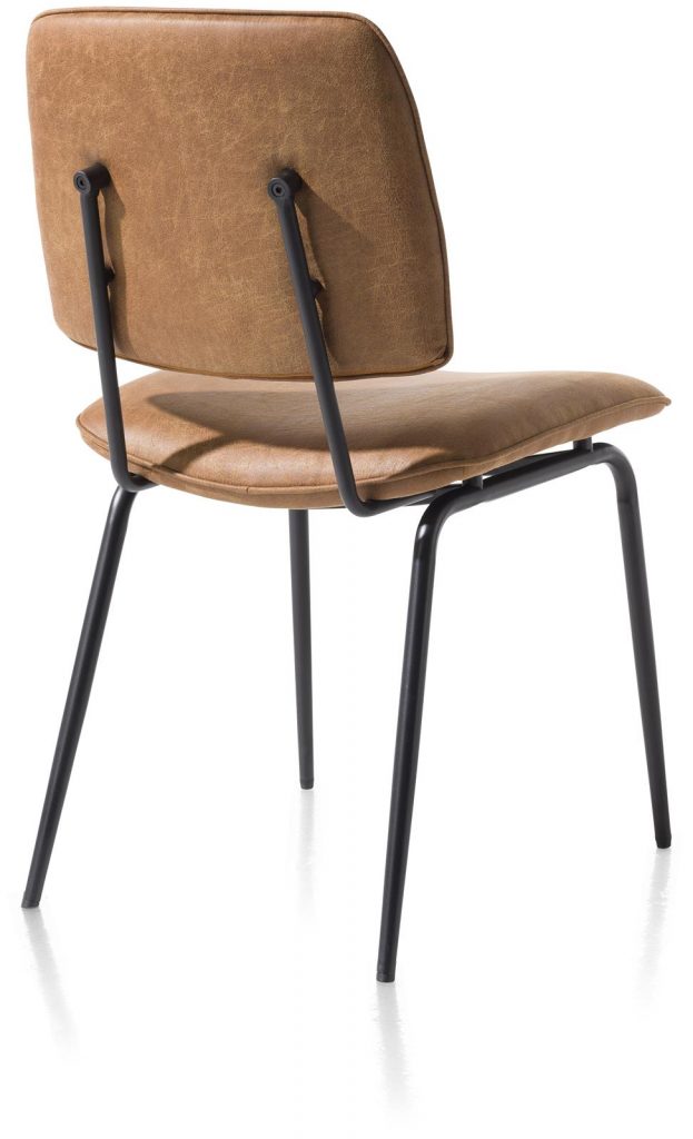 Chaise minimaliste et rétro couleur marron cognac