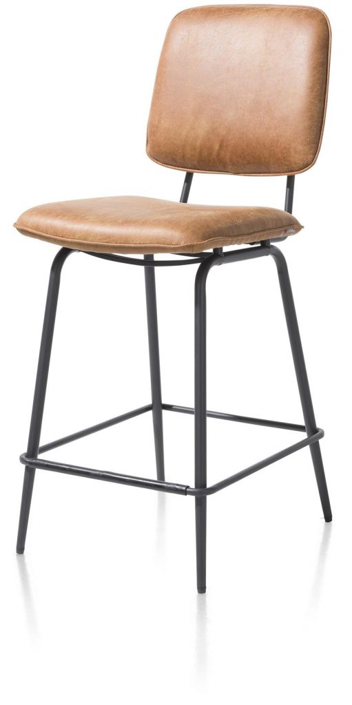 Chaise de bar minimaliste et rétro couleur marron cognac