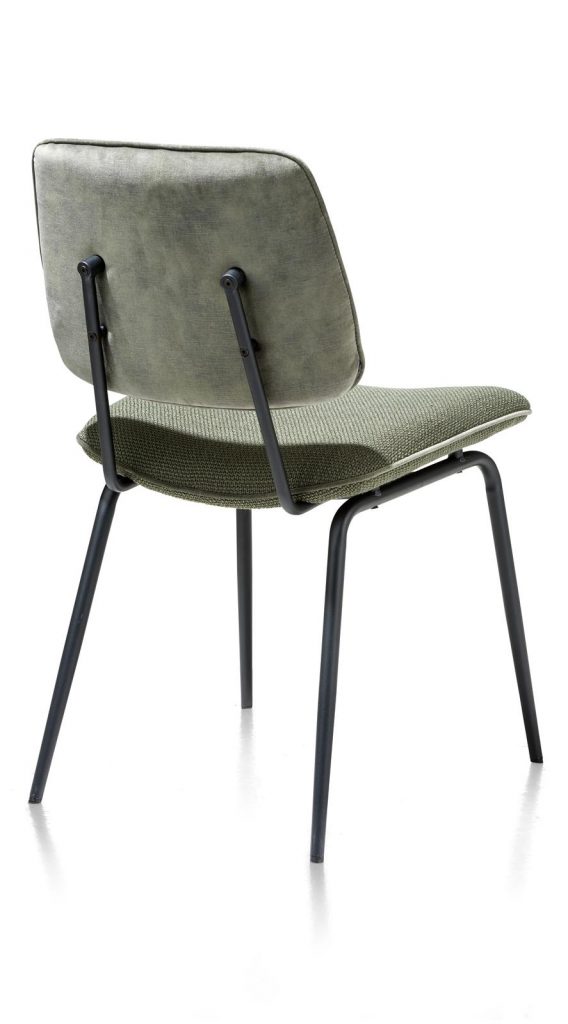 Chaise minimaliste et rétro en tissu olive