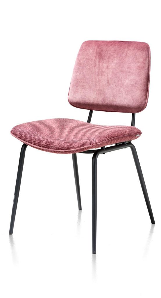 Chaise minimaliste et rétro en tissu rose foncé