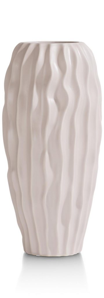 Grand vase en céramique rose pâle effet drapé