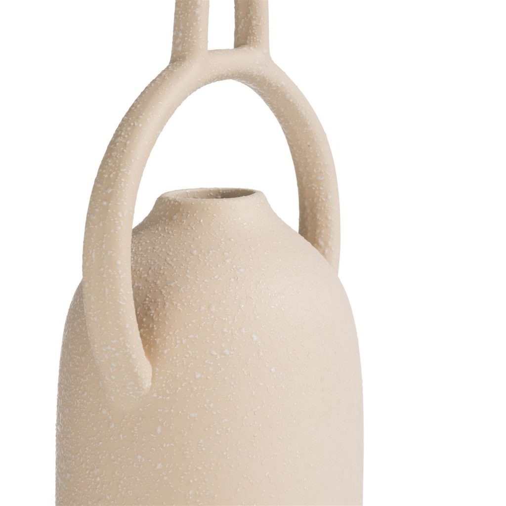 Vase haut et original en céramique beige