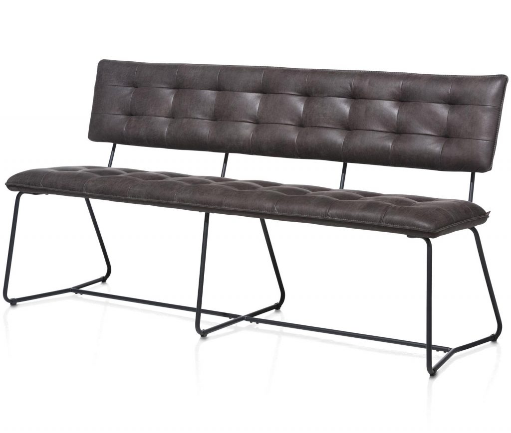 Banquette microfibre anthracite effet cuir au style rétro