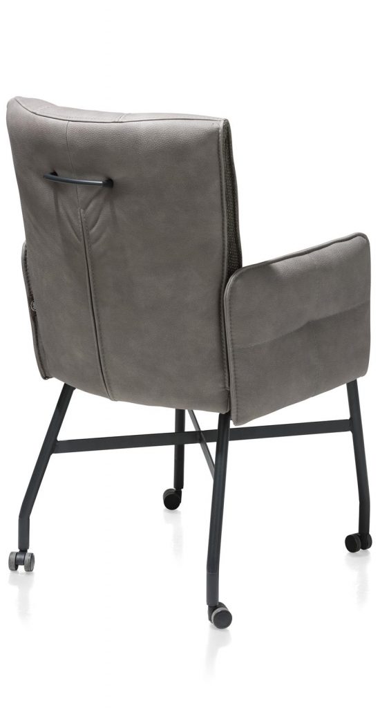 Chaise fauteuil sur roulettes en cuir gris