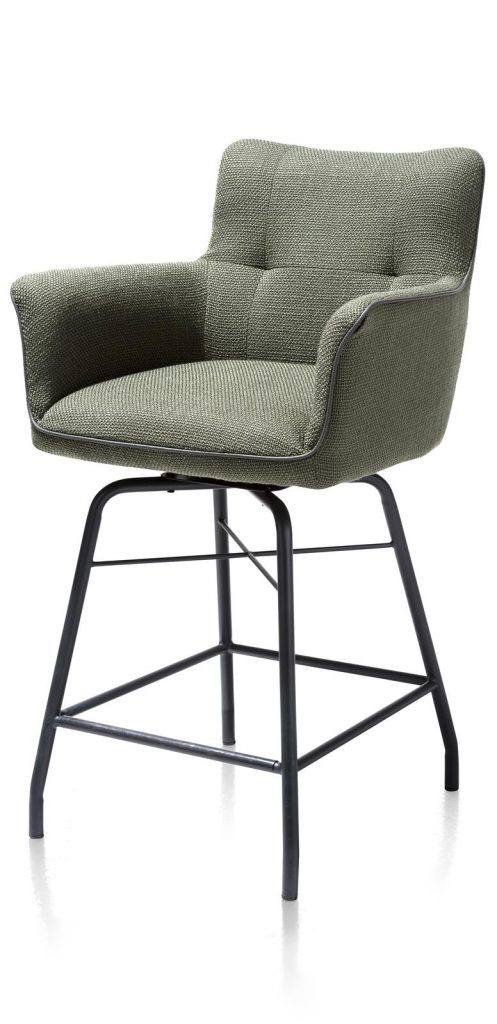 Chaise-fauteuil de bar en tissu vert olive