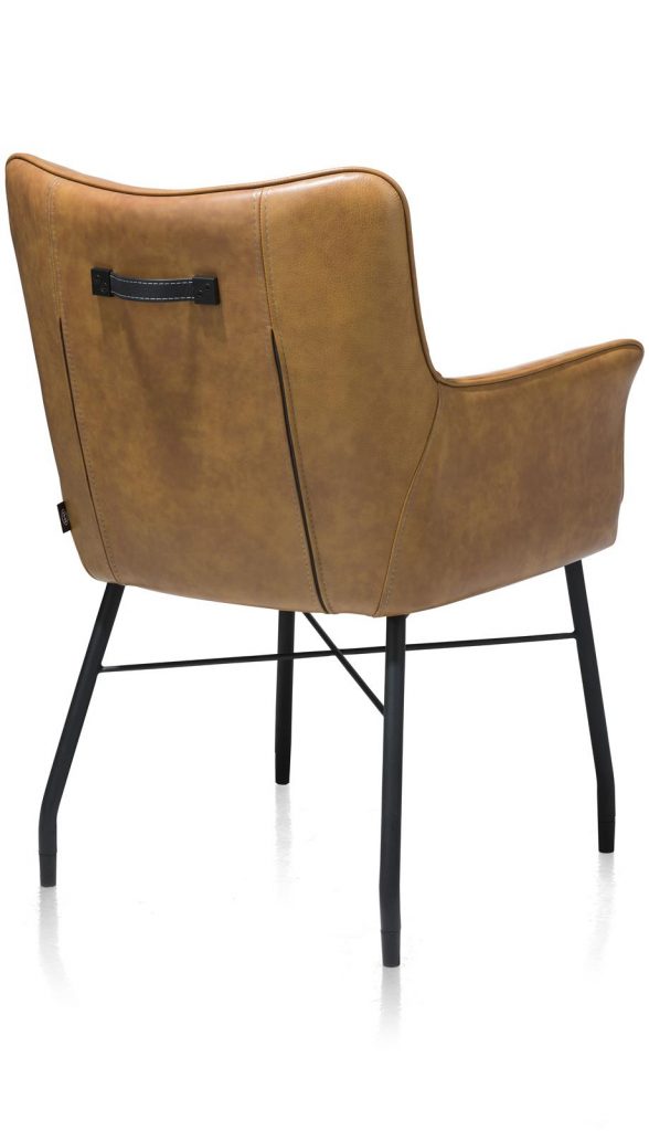 Chaise-fauteuil de table à manger en cuir marron