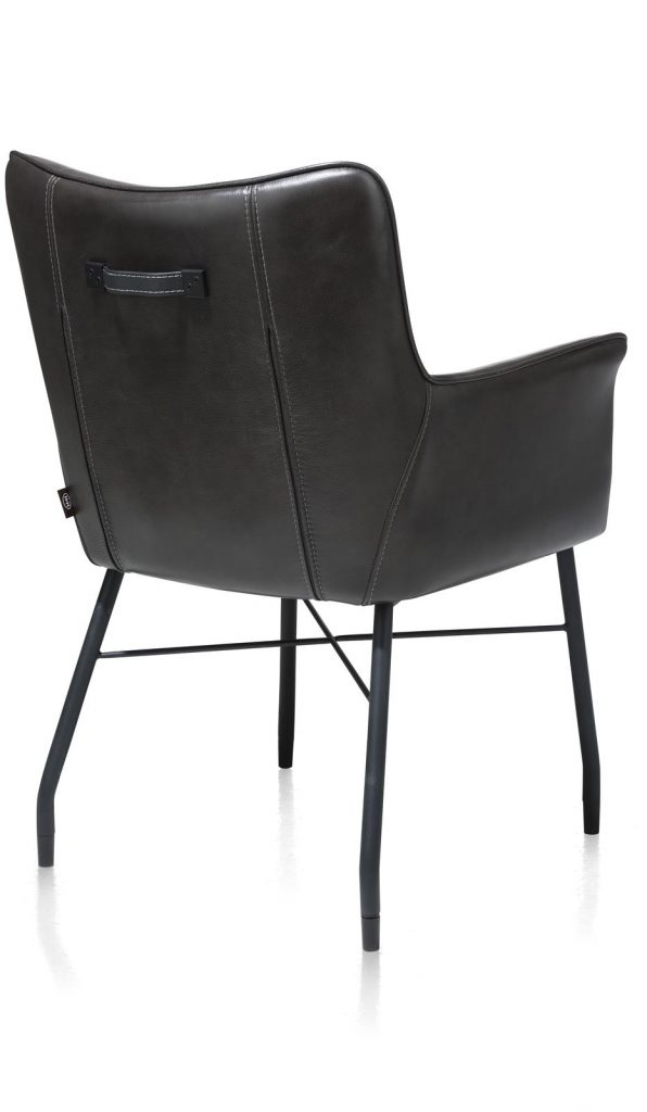 Chaise-fauteuil de table à manger en cuir noir