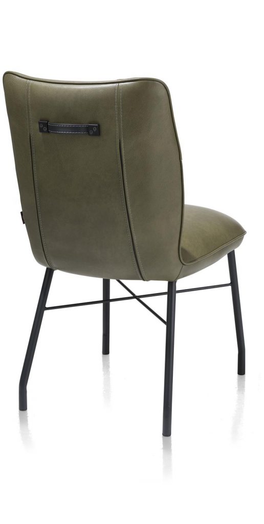 Chaise contemporaine et confortable en cuir vert olive