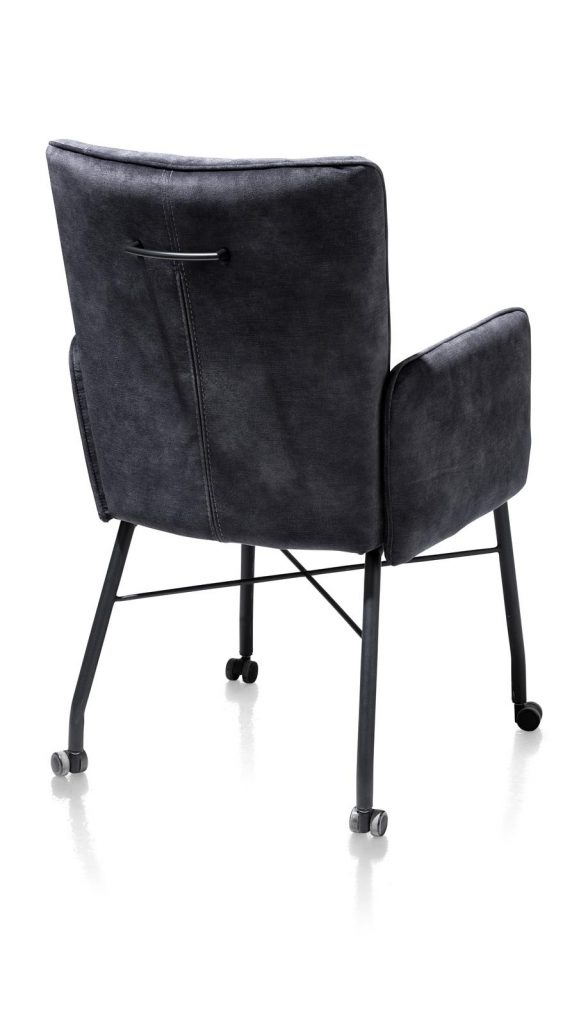 Chaise fauteuil contemporaine en tissu gris anthracite