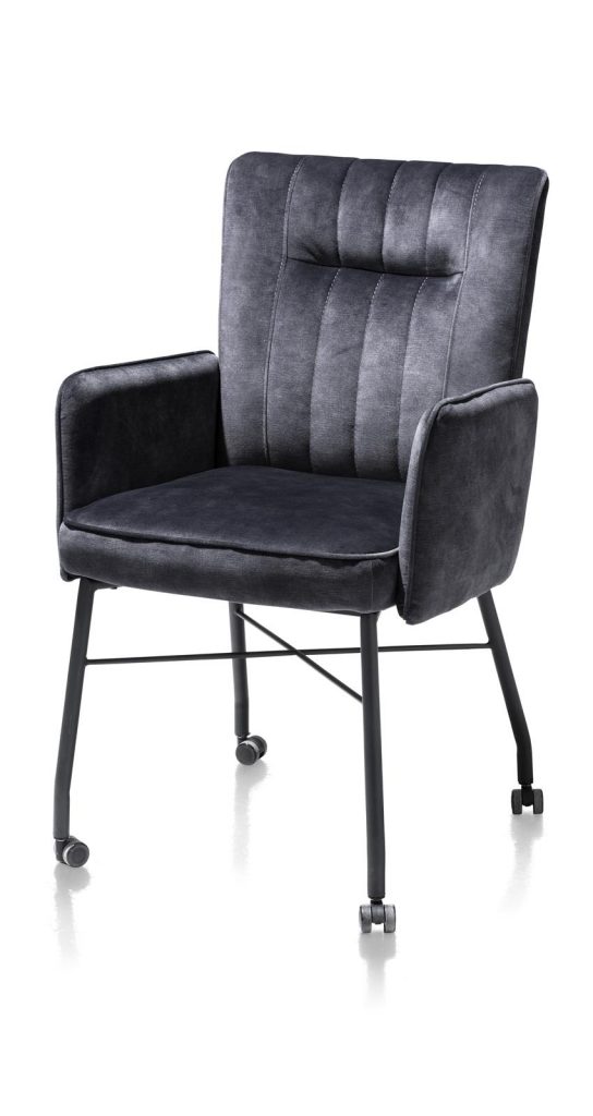 Chaise fauteuil contemporaine en tissu gris anthracite