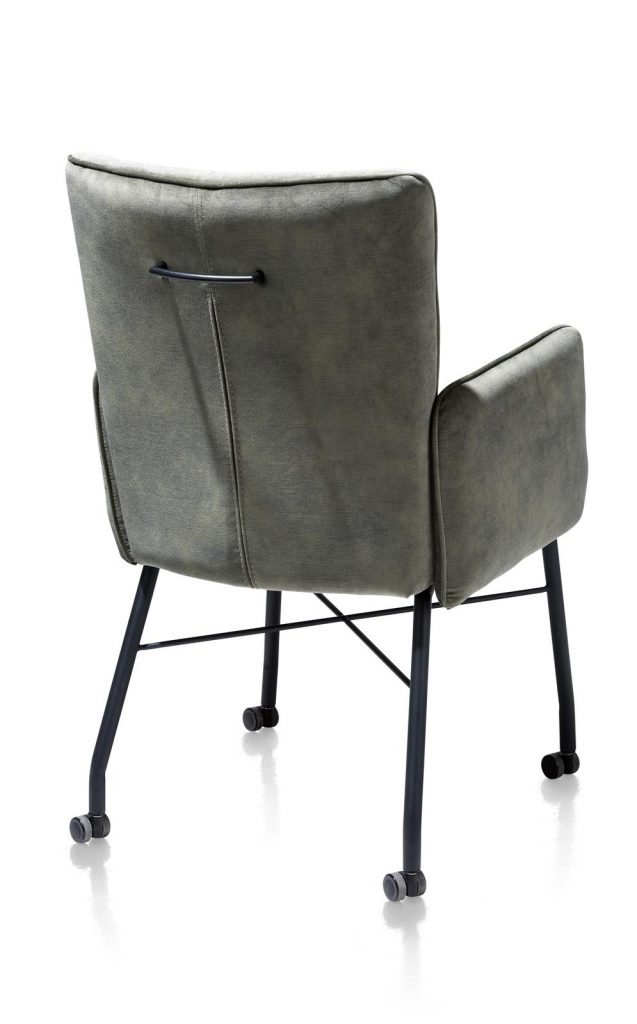 Chaise fauteuil contemporaine en tissu vert olive