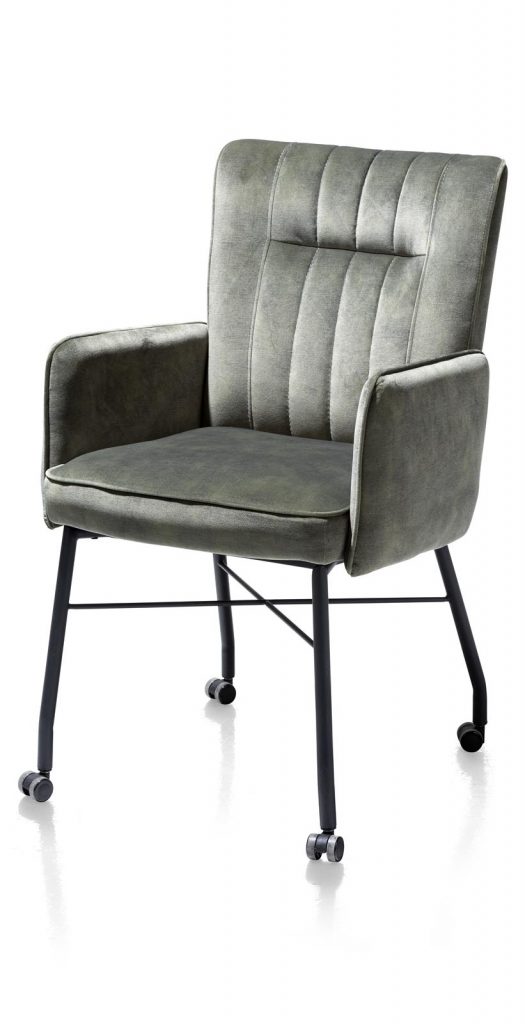 Chaise fauteuil contemporaine en tissu vert olive