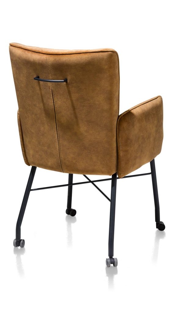 Chaise fauteuil contemporaine en tissu jaune ocre