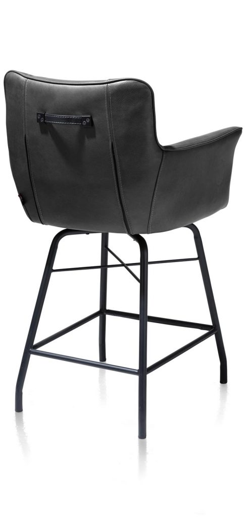 Chaise-fauteuil de bar en cuir anthracite