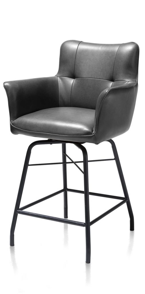 Chaise-fauteuil de bar en cuir anthracite